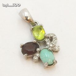 Alternative view of گردنبند طرح سه نگین فیروزه عجمی (کد 157)