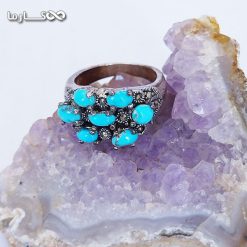 انگشتر فیروزه زنانه با شش نگین- فروشگاه کارما