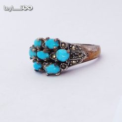 انگشتر فیروزه زنانه با شش نگین- فروشگاه کارما