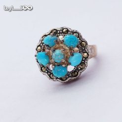 انگشتر فیروزه زنانه با پنج نگین- فروشگاه کارما