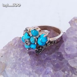 انگشتر فیروزه زنانه با هفت نگین- فروشگاه کارما