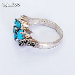 انگشتر فیروزه زنانه با هفت نگین- فروشگاه کارما