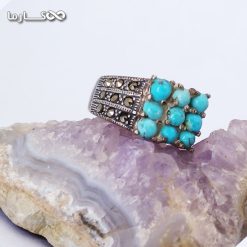 انگشتر فیروزه زنانه با شش نگین فیروزه- فروشگاه کارما
